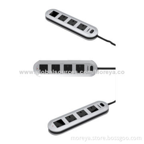 UK Standard Power Strip with 4 Sockets Outlets, 6 Feet Extension Cable and One Switch